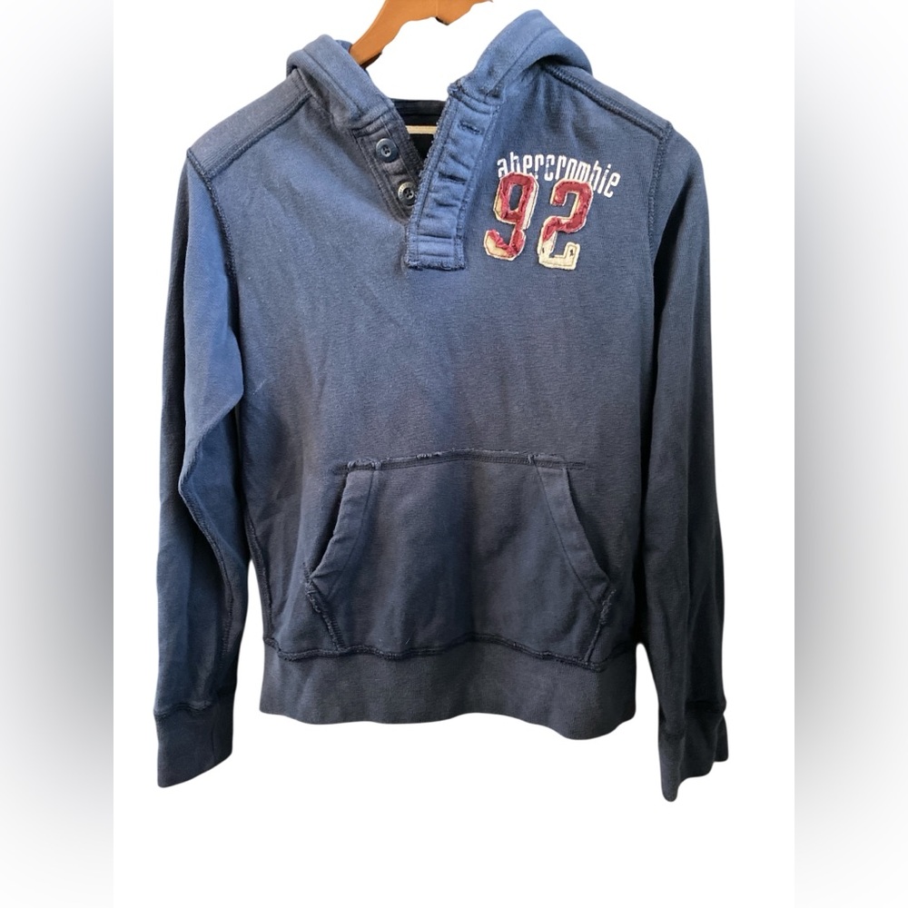 Youth Abercrombie & Fitch Embroider Pullover 1/2 Button Sweatshirt Blue Medium